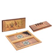 Игра настольная 2 в1 (нарды, шашки)  "Гладиатор"  L40 W20 H3,3см