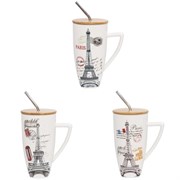 Кружка с крышкой и трубочкой, 850 мл, L14 W10 H19 см 266577