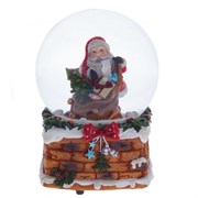 Фигурка декоративная в стекл. шаре с муз. "Дед Мороз", D10; L10 W10,5 H14,5 см