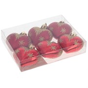Украшение новогоднее "Сердце", набор из 6 штук, H4 см