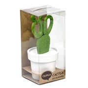 Ножницы cactus с держателем,  белые с зеленым