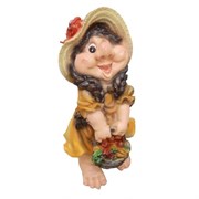 Фигура садовая Девочка-гном с корзинкой L23W25H49 см.