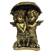 Фигура декоративная Ангелочки под зонтом сусальное золото L11.5W9.5H15.5 cм.