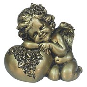 Фигука декоративная Ангел Сердце роз цвет: золото L15W9H13см