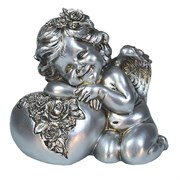 Фигука декоративная Ангел Сердце роз цвет: серебро L15W9H13см