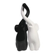 Фигура декоративная Пара слонов цвет: черный+белый глянец L9W14H26см