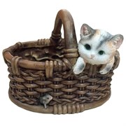 Кашпо декоративное Котёнок в лукошке с мышкой L26W22.5H19см