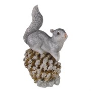Фигура декоративная Белочка на шишке (серебро)L6W10H18см
