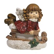 Фигура декоративная Девочка на санях (красный)L9W5.5H8,5