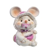 Фигурка декоративная Мышка-малышка с пустышкой (белый) L6,5 W8 H9 см