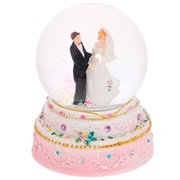 Фигурка декоративная в стеклянном шаре "Жених и невеста" с подсветкой Н12.5 см
