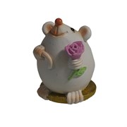 Фигура декоративная Мышонок с розочкой (белый) L5W4H5,5