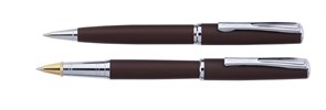 Набор Pierre Cardin PEN and PEN: ручка шариковая + роллер. Цвет - коричневый матовый.