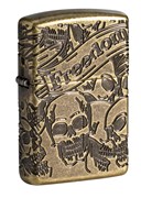 Зажигалка Zippo Armor™ Freedom Skull Antique Brass 49035