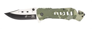 Нож складной Stinger, 88 мм (серебристый), рукоять: алюминий (зеленый камуфляж), картонная коробка