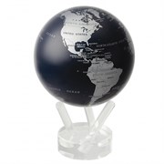 Глобус самовращающийся MOVA GLOBE d12 см с  политической картой Мира, цвет т. синий с серебром
