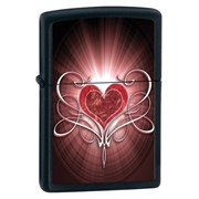 Широкая зажигалка Zippo Love Heart Black Matte 28043