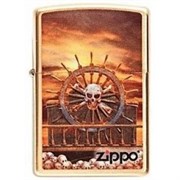 Широкая зажигалка Zippo Skull & Wheel 204