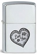 Широкая зажигалка Zippo Love you Floral 250