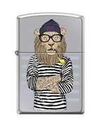 Зажигалка Zippo Лев-моряк с покрытием High Polish Chrome 250_lion
