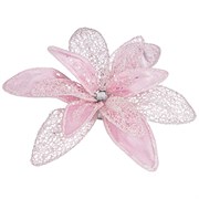 Цветок пуасеттия декоративный  "Ажур" с клипсой D=23 см цвет:pink