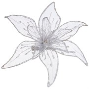 Цветок пуасеттия декоративный  "Ажур" с клипсой D=30 см цвет:white
