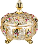 Конфетница с крышкой "Lefard gold glass" D=12 см H=14 см
