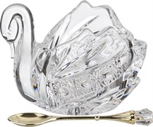 Икорница "Лебедь muza crystal" 11*7 см H=8,5 см с ложкой