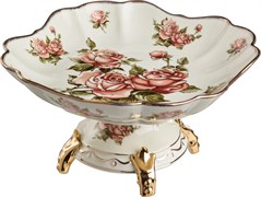 Фруктовница большая на ножке квадрат "Корейская роза" 32,5*32,5*18 см