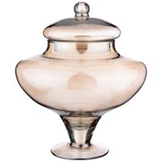 Ваза на ножке с крышкой "Leila fume" H=23 см
