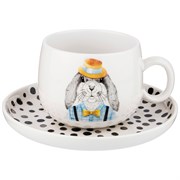 Чайный набор "Fashion animals"  заяц,  на 1 персону 2пр. 450 мл