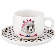 Чайный набор "Fashion animals" медведица,  на 1 персону 2пр. 220 мл