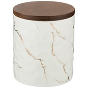 Банка для сыпучих продуктов коллекция "Золотой мрамор" цвет:white 11,5*13,7 см
