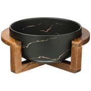Салатник на деревянной подставке коллекция "Золотой мрамор" цвет: black 23*19,*10 см