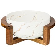 Салатник на деревянной подставке коллекция "Золотой мрамор" цвет: white 23*19,*10 см