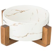 Салатник на  деревянной подставке  коллекция "Золотой мрамор" цвет: white 20,8*20,8*8.5 см
