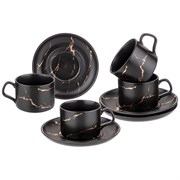Чайный набор на 4 персоны коллекция "Золотой мрамор" объем чашки 250 мл цвет:black