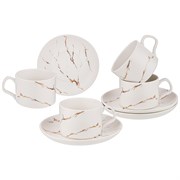 Чайный набор на 4 персоны коллекция "Золотой мрамор" объем чашки 250 мл цвет:white