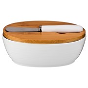 Масленка с крышкой "Native" + нож металлический 14,5*11 см H=5,5 см