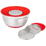 Миска  agness 6 в 1  с крышкой с 3-мя съемными тёрками,  24 см , 2,25 л. противоскользящее дно