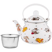 Чайник agness эмалированный с фильтром из нжс, серия весёлые друзья, 1,3 л