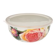 Миска agness эмалированная с пластиковой крышкой, серия винтаж, D=20 см H=9 см / 1,7л