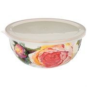 Миска agness эмалированная с пластиковой крышкой, серия винтаж, 24 х 10,5 см / 2,8л