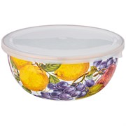 Миска agness эмалированная с пластиковой крышкой, серия фландрия 24 х 10,5 см / 2,8л