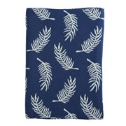 Плед вязаный с авторским принтом fleshy leaves синего цвета из коллекции wild, 130х180 см