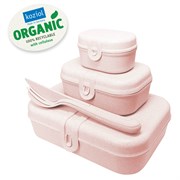 Набор ланч-боксов и столовых приборов pascal, organic, розовый, 3 шт.