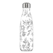 Термос chilly's bottles, line drawing, flowers, 500 мл