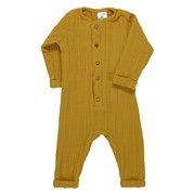 Комбинезон с длинным рукавом из хлопкового муслина горчичного цвета из коллекции essential 9-12М