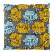 Подушка на стул из хлопка серого цвета с принтом Цветы из коллекции prairie, 40х40 см