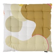 Подушка на стул из хлопка горчичного цвета с авторским принтом из коллекции freak fruit, 40х40 см